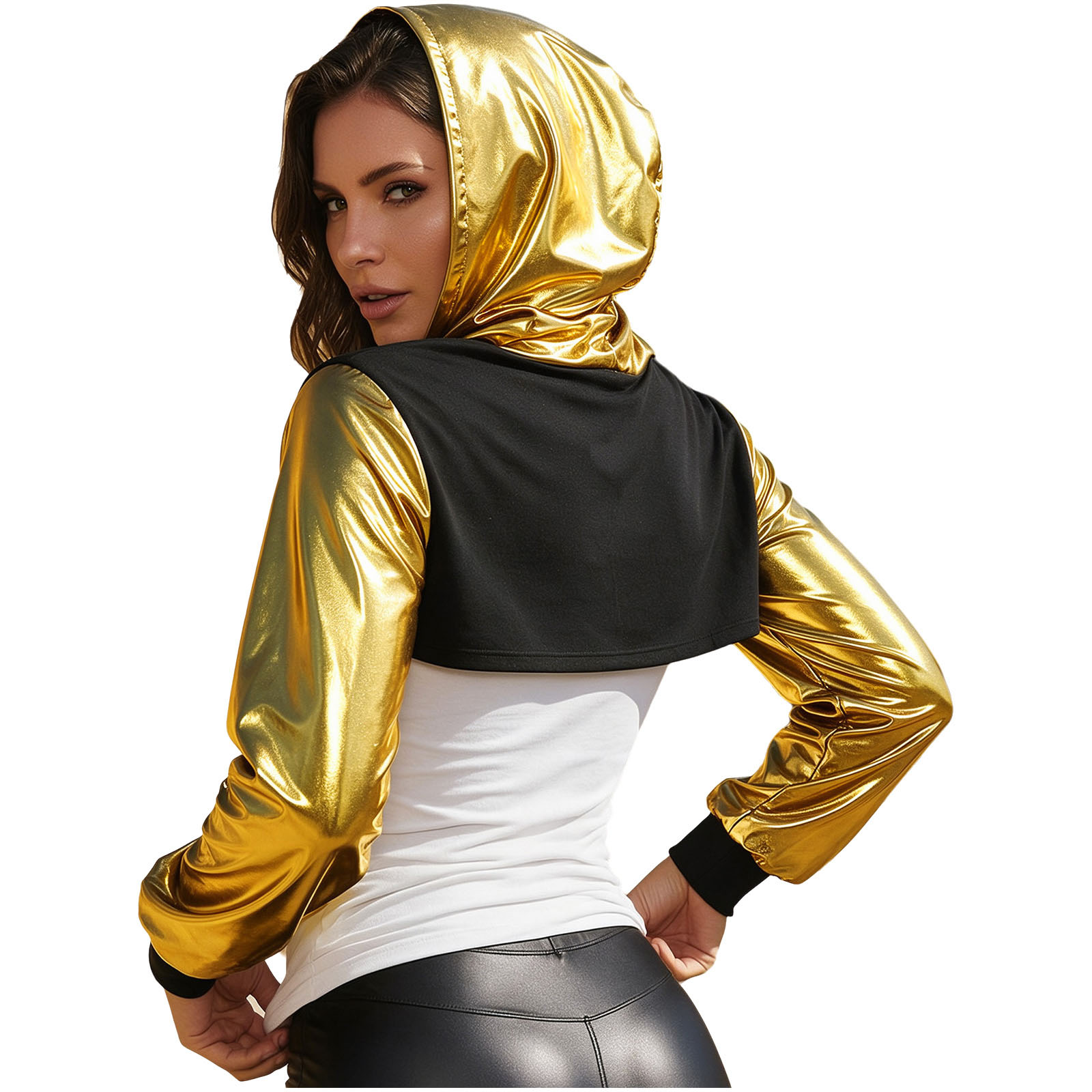 Womens Metallic Cropped Hoodie - Music ulasan dan harga