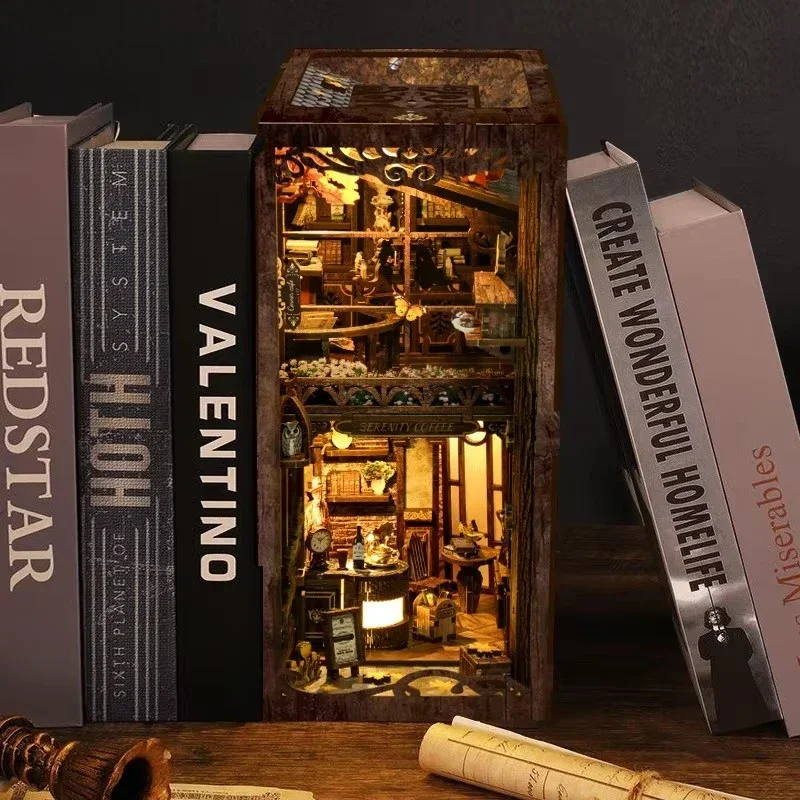 Serenity Coffee House Bookshel - Diy Wooden Book Nook Kit Shelf Insert ulasan dan harga