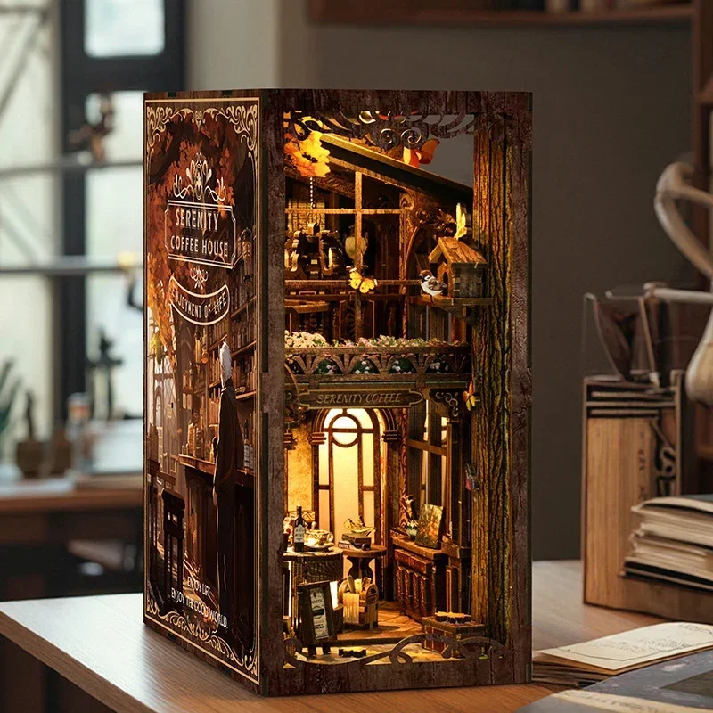 Serenity Coffee House Bookshel - Diy Wooden Book Nook Kit Shelf Insert ulasan dan harga