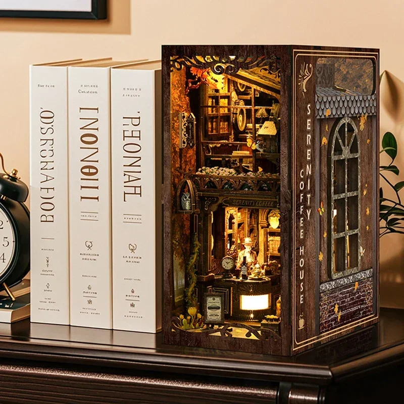Serenity Coffee House Bookshel - Diy Wooden Book Nook Kit Shelf Insert ulasan dan harga