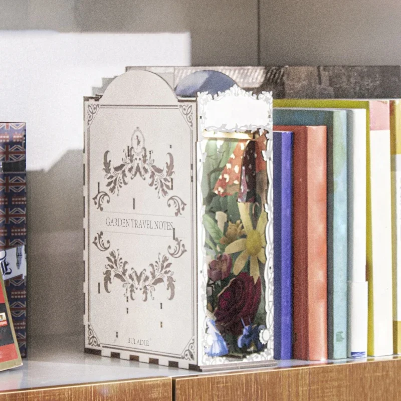 Garden Travelogue Bookends Boo - Diy Wooden Book Nook Kit Shelf Insert ulasan dan harga